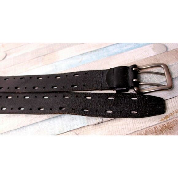 Fossil DARK BROWN GENUINE LEATHER 1.5"Wd CUT OUT CASUAL WOMEN'S BELT Sz M (X95 - Picture 8 of 11